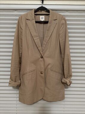 GAP Women's Light Brown Classic Single-Breasted Blazer - Size 4 Tall